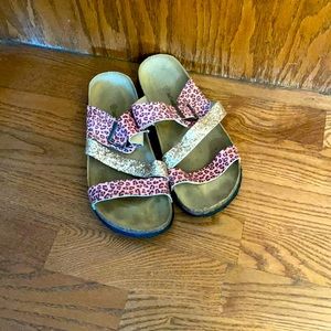 Sunflower & Lace Sandals with Cheetah/Gold Sparkle